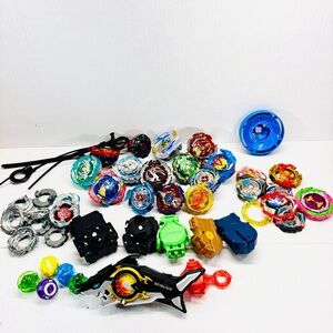 Beyblade Large Lot Bundle Launchers Pull Rope See Photos